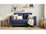 BRUNO Schlafsofa 120cm in Blau | Klassik | stabiles Massivholz & Boxspringkomfort