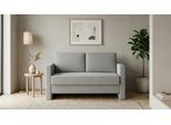 BRUNO Schlafsofa 120cm in Hellgrau | Schmal | stabiles Massivholz & Boxspringkomfort