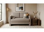 BRUNO Schlafsofa 120cm in Taupe Grau-Beige | Schmal | stabiles Massivholz & Boxspringkomfort