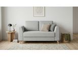 BRUNO Schlafsofa 120cm in Silver Grey Grau | Klassik | stabiles Massivholz & Boxspringkomfort