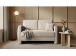 BRUNO Schlafsofa 120cm in Creme Ecru Beige | Schmal | stabiles Massivholz & Boxspringkomfort