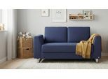 BRUNO Schlafsofa 120cm in Blau | Klassik | stabiles Massivholz & Boxspringkomfort