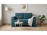 BRUNO Schlafsofa 120cm in Petrol Türkis | Kubus | stabiles Massivholz & Boxspringkomfort