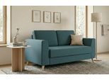 BRUNO Schlafsofa 120cm in Petrol Türkis | Klassik | stabiles Massivholz & Boxspringkomfort