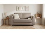 BRUNO Schlafsofa 120cm in Taupe Grau-Beige | Klassik | stabiles Massivholz & Boxspringkomfort