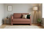 BRUNO Schlafsofa 120cm in Hazelnut Rot Braun | Schmal | stabiles Massivholz & Boxspringkomfort
