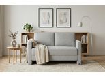 BRUNO Schlafsofa 120cm in Silver Grey Grau | Schmal | stabiles Massivholz & Boxspringkomfort