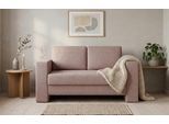 BRUNO Schlafsofa 120cm in Pink Blush Rosa | Kubus | stabiles Massivholz & Boxspringkomfort