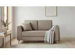 BRUNO Schlafsofa 120cm in Taupe Grau-Beige | Klassik | stabiles Massivholz & Boxspringkomfort