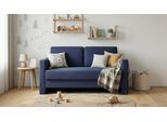 BRUNO Schlafsofa 120cm in Blau | Schmal | stabiles Massivholz & Boxspringkomfort