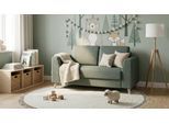 BRUNO Schlafsofa 120cm in Forest Green Grün | Klassik | stabiles Massivholz & Boxspringkomfort
