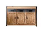 Mid.you , Naturfarben, Schwarz , Holz, Metall , Akazie , massiv , 2 Fächer , 3 Schublade(n) Schubladen , 140x90x40 cm ,