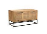 Mid.you , Naturfarben, Schwarz , Holz, Metall , Mangoholz, Rattan , massiv , 84.5x48x40 cm , Garderobe, Schuhaufbewahrung, Schuhschränke