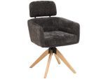 Livetastic , Anthrazit , Holz, Metall, Textil , Eiche, Pappel , massiv, Sperrholz , 60x90x69 cm , Sitzfläche 360° drehbar ,