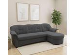 Ecksofa DOMO COLLECTION "FLORES Schlafsofa, 233x142x86 cm, L-Form", grau (dunkelgrau), B:233cm H:86cm T:142cm, 100% Polyester, Sofas, Ecksofa, whlw. mit Bettfunktion, whlw. mit Federkern