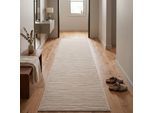 Teppich SEHRAZAT "LIMA, auch als Läufer", beige, B:80cm H:10mm L:150cm, Polyester, Polypropylen, Teppiche, Teppich, Kurzflor, Linienstruktur, leichter Glanz, Wohnzimmer