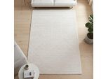 Teppich SEHRAZAT "Moda 1200, auch als Läufer", weiß (creme), B:100cm H:11mm L:200cm, Polyester, Polypropylen, Teppiche, Teppich, Kurzflor, grafisches Hoch Tief Muster, Wohnzimmer