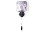 PACO HOME Wandleuchte "Ela 214", schwarz, 1, Ø 18cm H: 26,5cm, Leuchten, Kinderlampe Wandlampe Mit Schalter Ø 18cm Lama Rosa Grau Kabel 3m E14, Wandleuchte