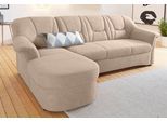 Ecksofa DOMO COLLECTION "SARAFINA 232x146 cm, auch mit Federkern für noch mehr Sitzkomfort", beige (natur), B:232cm H:83cm T:146cm, Luxus-Microfaser (92% Polyester, 8% Nylon);Microfaser PRIMABELLE (100% Polyester);Microfaser PRIMABELLE (100% Polyester) / Struktur (90% Polyester; 10% Polyacryl), Sofas, Ecksofa, whlw. mit Bettfunktion, L-Form