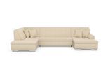 Wohnlandschaft DOMO COLLECTION "TREVISO inkl. Zierkissen, moderne Steppung, XXL: 364x201x83 cm", beige, B:364cm H:83cm T:201cm, 95% Polyester, 5% Nylon, Sofas, Wohnlandschaft, wahlweise mit Bettfunktion, in vielen Bezugsarten auch in Cord U-Form
