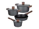 Topf-Set RESTO KITCHENWARE "CAPELLA - Einzigartiges Design mit 3D-Effekt, antihaftbeschichtet", schwarz, Töpfe, für alle Herdarten geeignet, auch Induktion