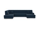Wohnlandschaft DOMO COLLECTION "TREVISO inkl. Zierkissen, moderne Steppung, XXL: 364x201x83 cm", blau (dunkelblau), B:364cm H:83cm T:201cm, 100% Polyester, Sofas, Wohnlandschaft, wahlweise mit Bettfunktion, in vielen Bezugsarten auch in Cord U-Form