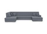 Wohnlandschaft DOMO COLLECTION "TREVISO inkl. Zierkissen, moderne Steppung, XXL: 364x201x83 cm", grau (steel), B:364cm H:83cm T:201cm, 95% Polyester, 5% Nylon, Sofas, Wohnlandschaft, wahlweise mit Bettfunktion, in vielen Bezugsarten auch in Cord U-Form