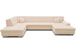 Wohnlandschaft DOMO COLLECTION "TREVISO inkl. Zierkissen, moderne Steppung, XXL: 364x201x83 cm", beige (creme), B:364cm H:83cm T:201cm, 100% Polyester;Microfaser-Primabelle (100% Polyester) / Struktur (90% Polyester; 10% Polyacryl), Sofas, Wohnlandschaft, wahlweise mit Bettfunktion, in vielen Bezugsarten auch in Cord U-Form