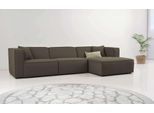 Ecksofa OTTO HOME "Tammie", braun (schwarz braun), B:312cm H:73cm T:154cm, 100% Polyester, Sofas, Ecksofa, Breite 312 cm, Webstoff fein, bodentief, mit Wellenunterfederung