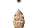 PACO HOME Pendelleuchte "VILLA", braun (holz), Ø 21,5cm H: 185cm, Leuchten, Hängeleuchte LED Esstisch Lampe Boho Papier E27 Natur, Pendelleuchte