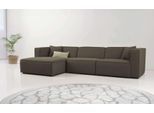 Ecksofa OTTO HOME "Tammie", braun (schwarz braun), B:312cm H:73cm T:154cm, 100% Polyester, Sofas, Ecksofa, Breite 312 cm, Webstoff fein, bodentief, mit Wellenunterfederung
