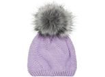 Bommelmütze STYLEBREAKER "Einfarbige Strick Bommelmütze mit Thermo-Fleece", Damen, lila (flieder), 75% Polyacryl PAN. 15% Polyamid PA. 10% Wolle WO., Modisch, Mützen Bommelmütze