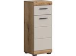 Unterschrank WELLTIME "SIENA, Breite 37cm, 1 Tür, 1 Schubkasten, 2 Fächer, MDF-Front", beige (evoke oak nachbildung, kaschmir matt), B:37cm H:88cm T:31cm, Holzwerkstoff, Schränke, Unterschrank, in verschiedenen Farben erhältlich, Badmöbel, Badschrank, Kommode, Bad