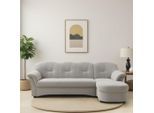 Ecksofa DOMO COLLECTION "FLORES Schlafsofa, 233x142x86 cm, L-Form", silber, B:233cm H:86cm T:142cm, 100% Polyester, Sofas, Ecksofa, whlw. mit Bettfunktion, whlw. mit Federkern
