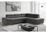 Ecksofa SIT & MORE "Valantine L-Form, B: 272 cm", grau (dunkelgrau), B:272cm H:73cm T:226cm, 100% Polyester;Luxus-Kunstleder/Struktur (88% Polyester, 12% Polyamid), Sofas, Ecksofa, mit Arm- & Kopfteilverstellung, optional mit Bettfunktion