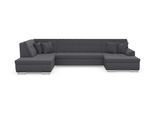 Wohnlandschaft DOMO COLLECTION "TREVISO inkl. Zierkissen, moderne Steppung, XXL: 364x201x83 cm", grau, B:364cm H:83cm T:201cm, 100% Polyester, Sofas, Wohnlandschaft, wahlweise mit Bettfunktion, in vielen Bezugsarten auch in Cord U-Form
