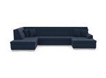 Wohnlandschaft DOMO COLLECTION "TREVISO inkl. Zierkissen, moderne Steppung, XXL: 364x201x83 cm", blau (dunkelblau), B:364cm H:83cm T:201cm, 95% Polyester, 5% Nylon, Sofas, Wohnlandschaft, wahlweise mit Bettfunktion, in vielen Bezugsarten auch in Cord U-Form