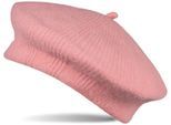 Baskenmütze STYLEBREAKER "Feinstrick Baskenmütze mit Streifen Muster", Damen, rosa (rose), Obermaterial: 100% Polyacryl PAN., Modisch, Mützen Baskenmütze