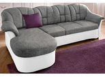 Ecksofa DOMO COLLECTION "FLORES Schlafsofa, 233x142x86 cm, L-Form", weiß (weiß, weiß, grau), B:233cm H:86cm T:142cm, Kunstleder SOFTLUX / Struktur ( 90% Polyester, 10% Polyacryl );NaturLEDER (echtes Rindsleder) in Sitz und Rücken. Korpus in passendem Kunstleder SOFTLUX bezogen;Microfaser PRIMABELLE (100% Polyester) / Struktur ( 100% Polyester ), Sofas, Ecksofa, whlw. mit Bettfunktion, whlw. mit Fe