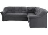 Ecksofa DOMO COLLECTION "SARAFINA 240x190 cm, auch mit Federkern für mehr Sitzkomfort", grau, B:240cm H:83cm T:190cm, Microfaser PRIMABELLE (100% Polyester) / Struktur (90% Polyester; 10% Polyacryl);Luxus-Microfaser (92% Polyester, 8% Nylon);Microfaser PRIMABELLE (100% Polyester), Sofas, Ecksofa, whlw. mit Bettfunktion, elegantes Design, L-Form