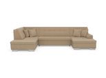 Wohnlandschaft DOMO COLLECTION "TREVISO inkl. Zierkissen, moderne Steppung, XXL: 364x201x83 cm", braun (coffee), B:364cm H:83cm T:201cm, 95% Polyester, 5% Polyamid, Sofas, Wohnlandschaft, wahlweise mit Bettfunktion, in vielen Bezugsarten auch in Cord U-Form