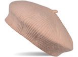 Baskenmütze STYLEBREAKER "Feinstrick Baskenmütze mit Streifen Muster", Damen, rosa (altrose), Obermaterial: 100% Polyacryl PAN., Modisch, Mützen Baskenmütze