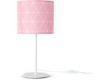PACO HOME Tischleuchte "Stella 401", weiß (rosa), 1, Ø 18cm H: 36,5cm, Leuchten, Nacht Schreib Ø 18cm Skandi Rauten Höhe 36,5cm E14, Tischleuchte