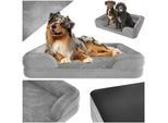 tectake® Orthopädisches Hundebett, mit abnehmbarem, wasserdichtem Plüschbezug, rutschfeste Unterseite, waschbar