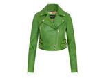 Dames appelgroene cropped Brando leren bikerjack - Damascus