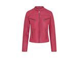 Roze slim-fit leren bikerjack voor dames - Maldon