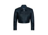 Zwart cropped leren bikerjack voor dames - Dubai