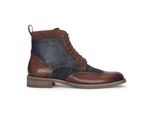 Justin Reess Herren Oxford-Schuhe aus braunem Leder und marineblauem Tweed – Teddy