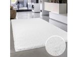 Hochflor-Teppich CARPET CITY "Shaggi uni 500" Gr. 1, weiß, B:60cm H:30mm L:110cm, Kunstfaser, Teppiche, Läufer, Shaggy, Uni, Langflor, weich, Wohnzimmer, Schlafzimmer, Kinder