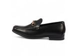 Schwarze Herren-Loafer mit goldener Schnalle, elegante Slip-On-Schuhe